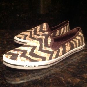 Coach Abbe signature jacquard w/stripes slip on